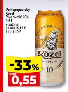Velkopopovický Kozel Pivo svetlé 10%