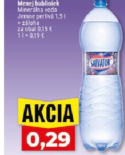 Salvator Horčík Menej bubliniek Minerálna voda Jemne perlivá