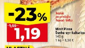 Minit Pinsa Šunka-syr-kukurica