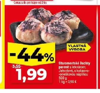 Staromestské Buchty parené s lekvárom, Jahodové, s kakaovo-orieškovou náplňou