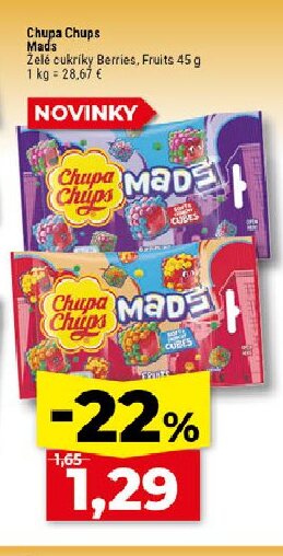 Chupa Chups Mads Želé cukríky Berries, Fruits