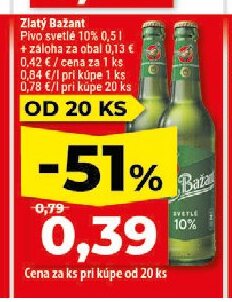 Zlatý Bažant Pivo svetlé 10%
