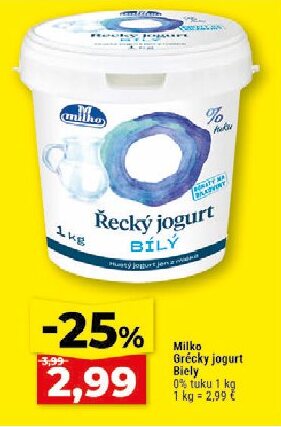 Milko Grécky jogurt Biely 0% tuku