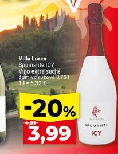 Villa Loren Spumante ICY Vino extra suché Šumivé ružové