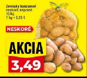 Zemiaky konzumné neskoré, neprané