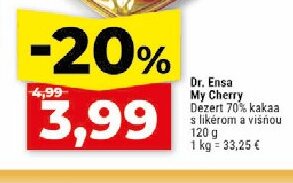 Dr. Ensa My Cherry Dezert 70% kakaa s likérom a višňou