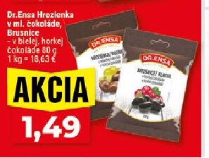 Dr.Ensa Hrozienka v mliečnej čokoláde, Brusnice v bielej, horkej čokoláde