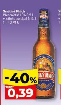 Smädný Mních Pivo svetlé 10%