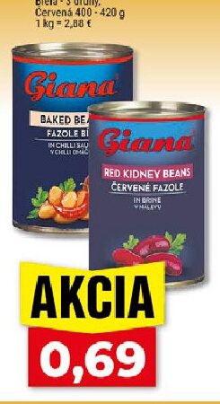 Giana Fazuľa Biela - 3 druhy, Červená