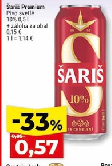Šariš Premium Pivo svetlé 10%