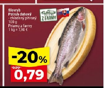 Slovryb Pstruh dúhový - chladený pitvaný Priamo z farmy