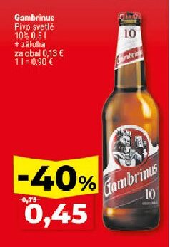 Gambrinus Pivo svetlé 10%