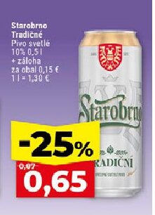 Starobrno Tradičné Pivo svetlé 10%