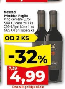 Messapi Primitivo Puglia Víno červené