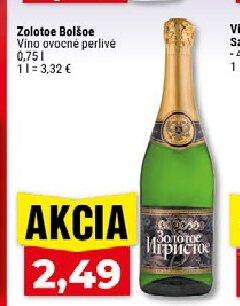 Zolotoe Bolšoe Víno ovocné perlivé