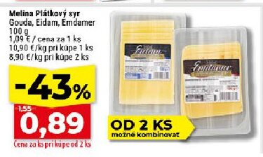 Melina Plátkový syr Gouda, Eidam, Emdamer