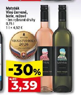Matyšák Víno červené, biele, ružové