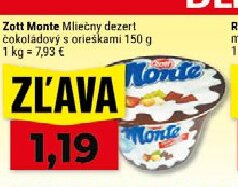 Zott Monte Mliečny dezert čokoládový s orieškami