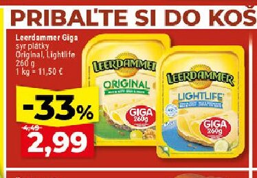 Leerdammer Giga plátky Original, Lightlife