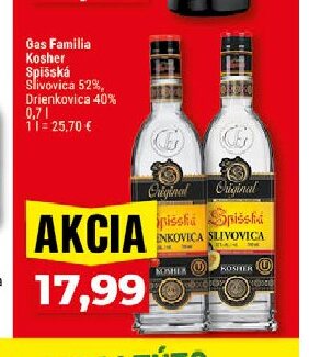 Gas Familia Kosher Spišská Slivovica, Drienkovica