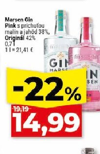 Marsen Gin Pink s príchuťou malín a jahôd, Originál