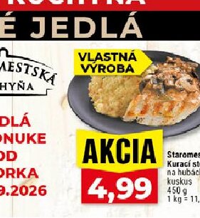 Staromestský Kurací steak na hubách, kuskus