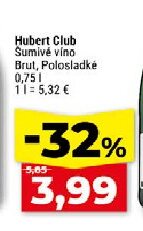 Hubert Club Šumivé víno Brut, Polosladké