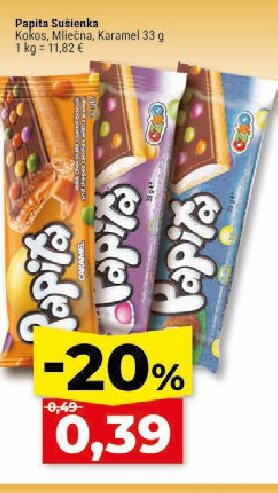 Papita Sušienka Kokos, Mliečna, Karamel