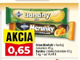 Orion Marhulle v horkej čokolade, Banány v bielej čokoláde