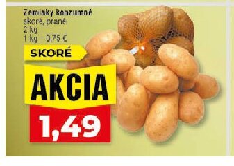 Zemiaky konzumné skoré, prané