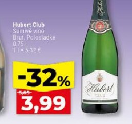 Hubert Club Šumivé víno Brut, Polosladké