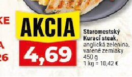 Staromestský Kurací steak, anglická zelenina, varené zemiaky