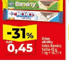 Orion oblátky Koko, Banány, Kofila