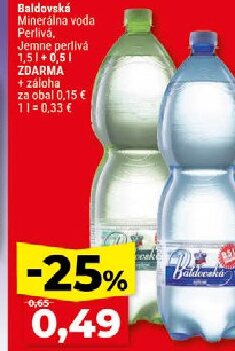 Baldovská Minerálna voda Perlivá Jemne perlivá