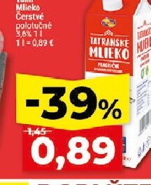 Tami Mlieko Čerstvé polotučné 3,6%