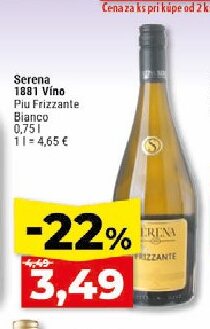 Serena 1881 Víno Piu Frizzante Bianco