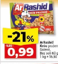 Ar Rashid Kešu pražené Solené, Bez soli