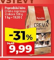 Popradská káva Crema espresso Zrnková