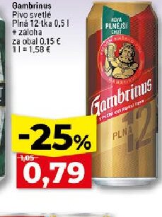 Gambrinus Pivo svetlé Plná 12-tka