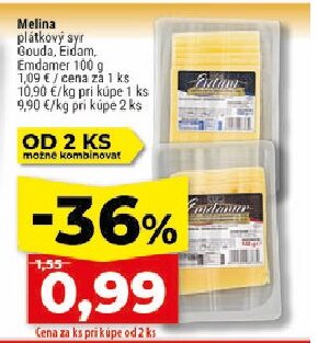Melina plátkový syr Gouda, Eidam, Emdamer