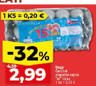 Dugy Čerstvé slepačie vajcia "M"