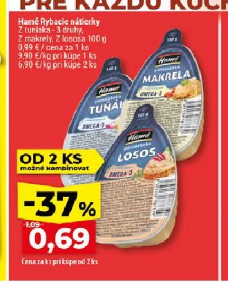 Hamé Rybacie nátierky Z tuniaka, Z makrely, Z lososa