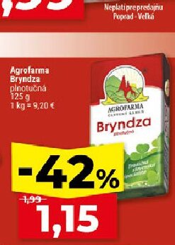 Agrofarma Bryndza plnotučná