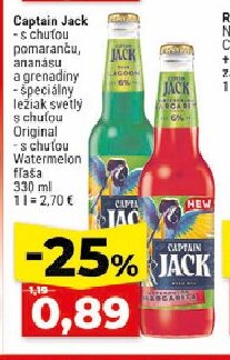 Captain Jack - s chuťou pomaranču, ananásu a grenadíny - špeciálny ležiak svetlý s chuťou Original - s chuťou Watermelon
