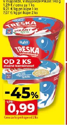 Ryba Treskoslovenská Treska V majonéze / V majonéze Pikant