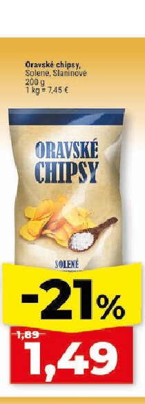 Oravské chipsy Solené, Slaninové