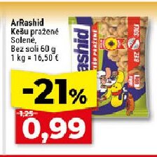 ArRashid Kešu pražené Solené, Bez soli