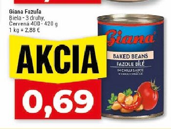 Giana Fazuľa Biela - 3 druhy, Červená