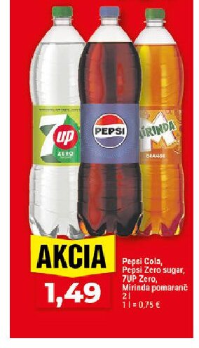 Pepsi Cola, Pepsi Zero sugar, 7UP Zero, Mirinda pomaranč
