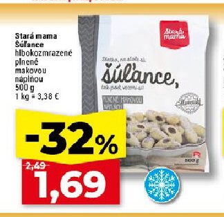 Stará mama Súľance hlbokozmrazené plnené makovou náplňou